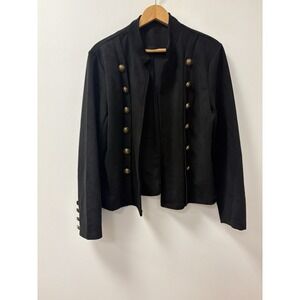 Women's Black Military Open Knit Military Jacket/Cardigan Measures Sz L